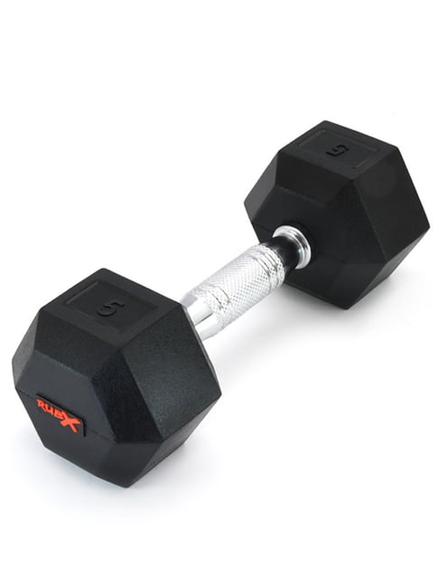 RUBX FITNESS Rubber Encased Solid Hex Dumbbell Single Piece