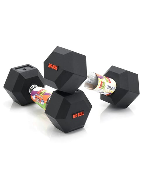 Gym 15 Kg Dumbell BIGBULL Rubber Coated Solid Hex Fixed Dumbbell (Pack Of  Two