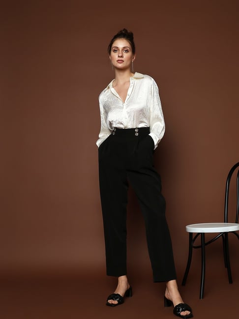 Buy Vero Moda Black Slim Fit High Rise Pants for Women Online