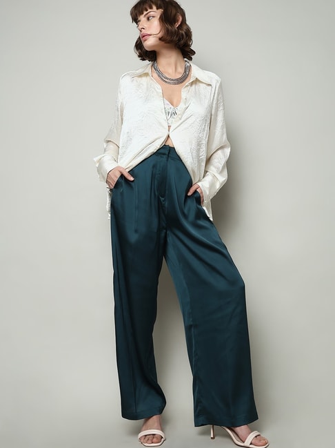 Buy Chic Basic Wide Leg Pants in Forest Green - Rayon Online India, Best  Prices, COD - Clovia - LB0192P17