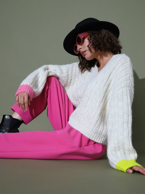 Vero Moda Off White Self Design Pullover-picture-20