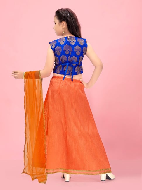 Turquoise Blue Zari Weaving Work Pure Silk Lehenga – Maharani