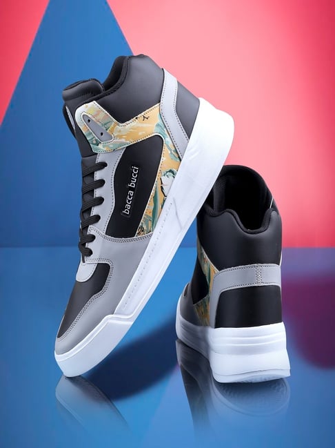 Bacca Bucci Men's GYUKI Black Ankle High Sneakers