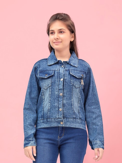 Var middle blue denim Denim jacket with rhinestones - Buy Online | Terranova