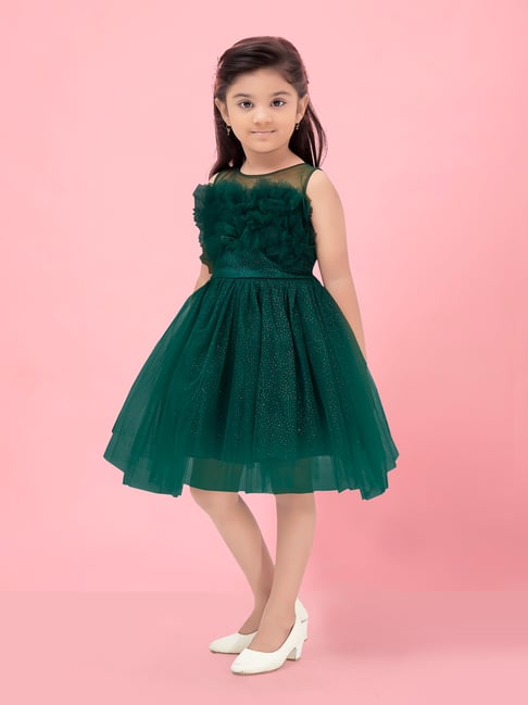 Embroidery Net Party Wear Baby Green Frock, Age Group: 4 Year at Rs 1300 in  Mumbai