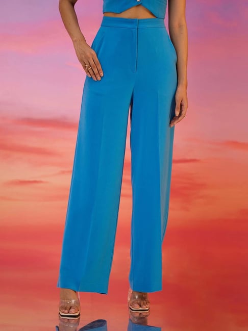 Buy Turquoise blue Trousers & Pants for Women by Baawri Online | Ajio.com