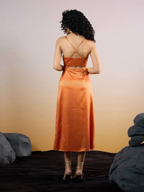 Orange satin hotsell midi dress