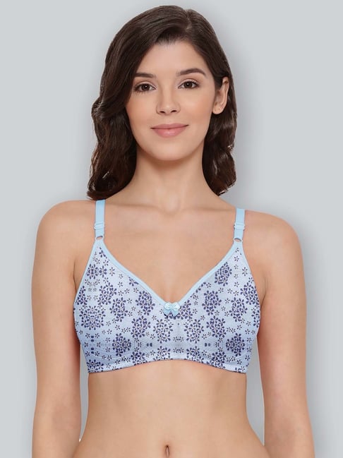 Lyra Peach & Blue Cotton Printed T-Shirt Bras - Pack Of 2