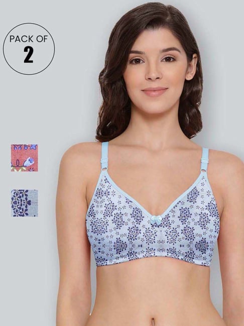 Lyra Peach & Blue Cotton Printed T-Shirt Bras - Pack Of 2-picture-14