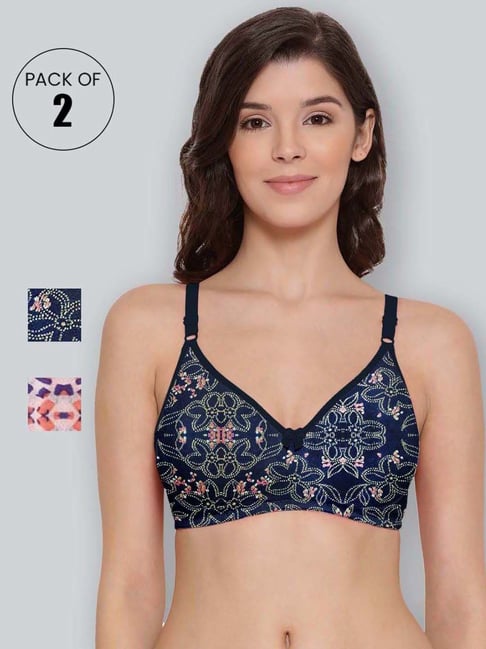Lyra Navy & Pink Cotton Printed T-Shirt Bras - Pack Of 2-picture-25