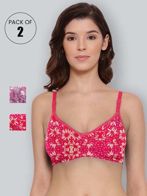 Lyra Fuchsia & Pink Cotton Printed T-Shirt Bras - Pack Of 2-picture-29