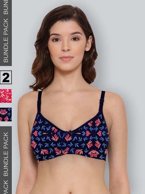 Lyra Navy & Fuchsia Cotton Printed T-Shirt Bras - Pack Of 2-picture-29