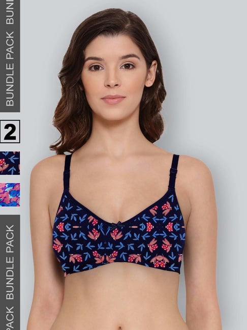 Lyra Navy & Pink Cotton Printed T-Shirt Bras - Pack Of 2-picture-26