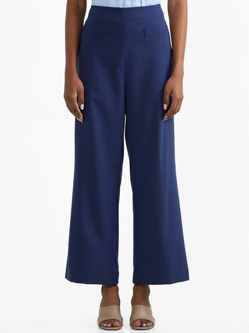 Buy Wardrobe Solid Off White Slit Ponte Trousers from Westside