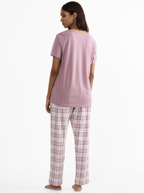 Buy Wunderlove Nude Pink Printed T-Shirt & Pyjamas Set from Westside