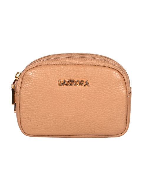 Buy Sassora Zinnia Beige Small Leather Coin Pouch at Best Price