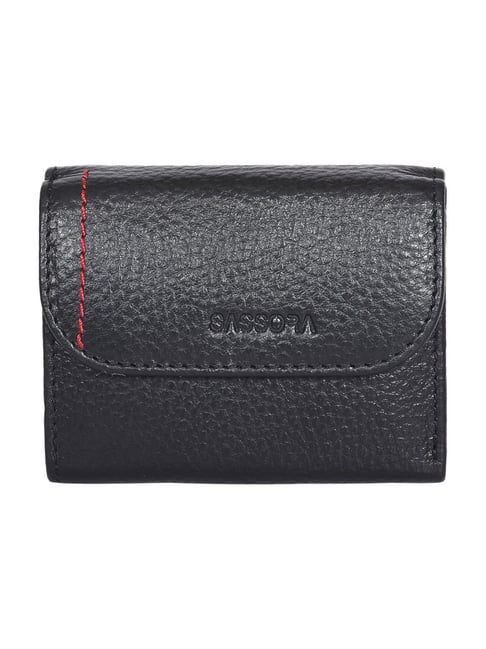 Buy Sassora Unlit Black Small Leather Wallet for Women at Best