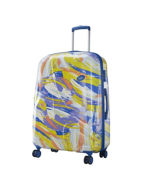 Buy Skybags Abstract Yellow Blue Printed Trolley Bag 57 cm