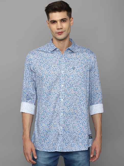 Buy Allen Solly Men Navy Slim Fit Print Full Sleeves Casual Shirt online