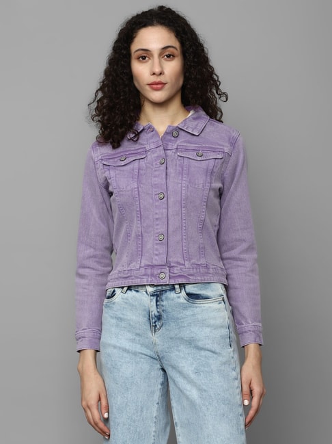 Allen Solly Women Purple Solid Casual Jacket