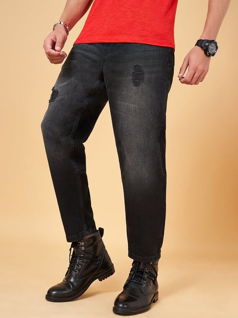 Fit Jeans Black Damage Pant SF Jeans By Pantaloons Black