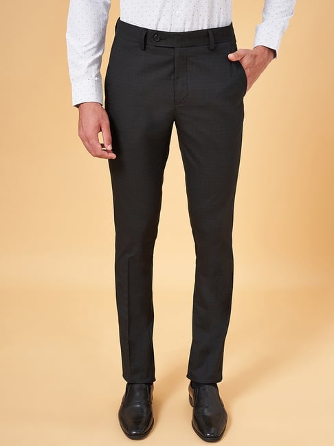 Byford by Pantaloons Black Slim Fit Self Pattern Trousers-picture-28