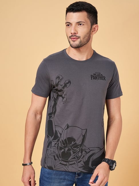 SF Jeans by Pantaloons Grey Cotton Slim Fit Printed T-Shirt