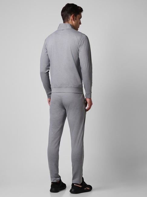 Grey muscle fit discount tracksuit