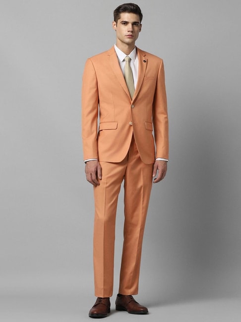 Allen Solly Peach Slim Fit Two Piece Suit