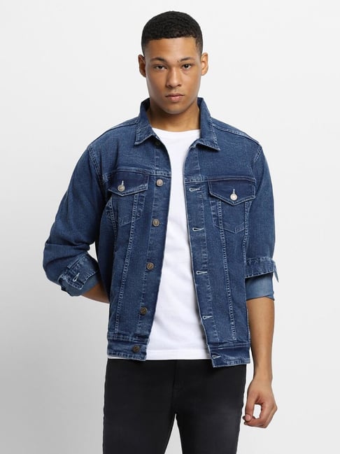 Buy Forever 21 Blue Regular Fit Denim Jacket for Mens Online Tata CLiQ