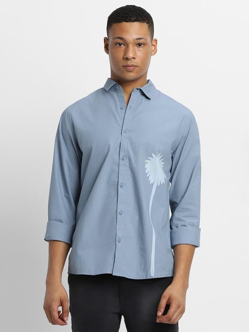 Buy Forever 21 Blue Cotton Regular Fit Printed Shirt for Mens Online Tata CLiQ