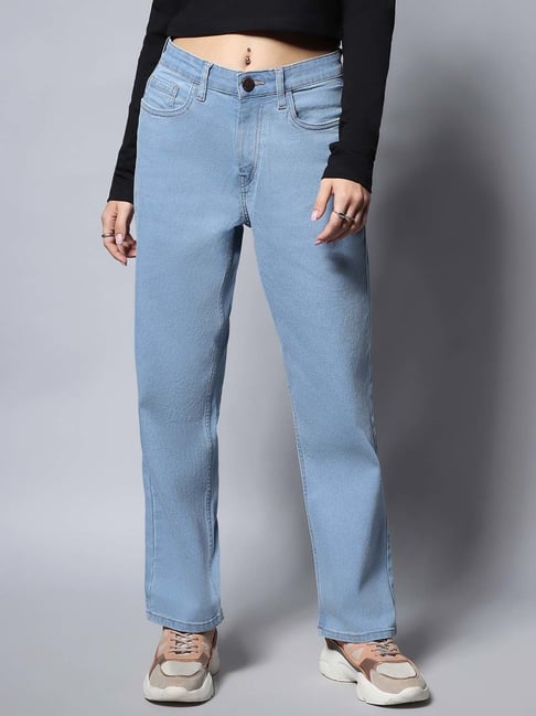 High Star Blue Regular Fit High Rise Jeans