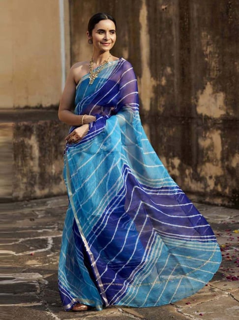 Buy Pink Grey Dual Tone Leheriya Saree online-Karagiri