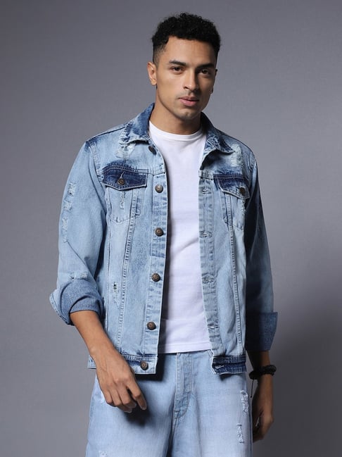 Buy online Men Solid Denim Jacket from Jackets for Men by Old Grey for  ₹1350 at 70% off | 2024 Limeroad.com