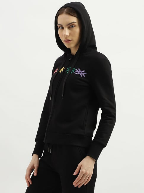 Black embroidered hoodie fashion