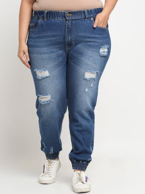 Melon by PlusS Blue Distressed Mid Rise Jeans-image-20