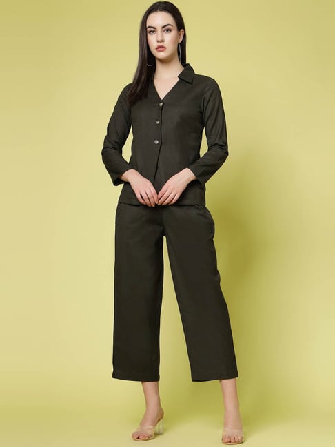 Melon by PlusS Olive Cotton Shirt With Trousers-picture-16