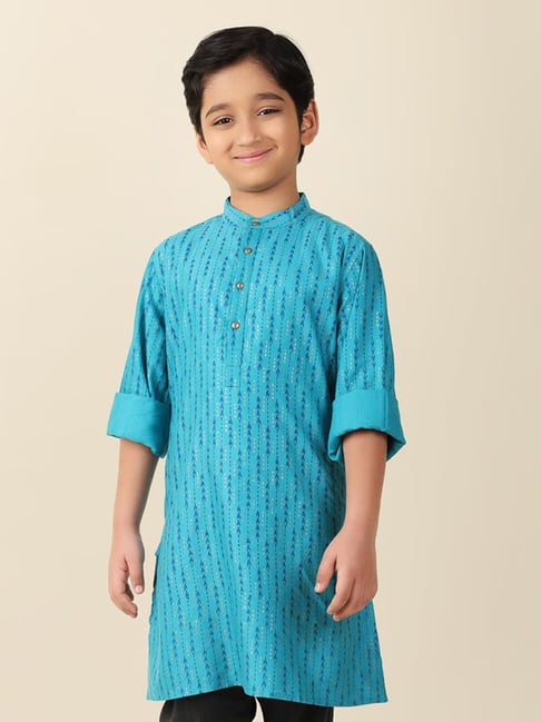 Fabindia Kids Blue Printed Full Sleeves Kurta-picture-31