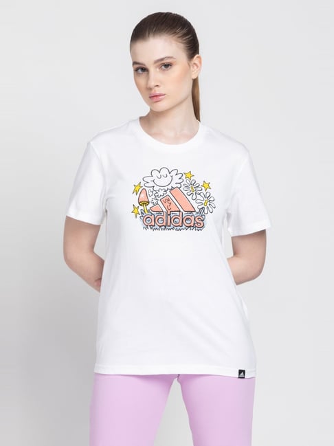 Adidas white t shirt for outlet girls