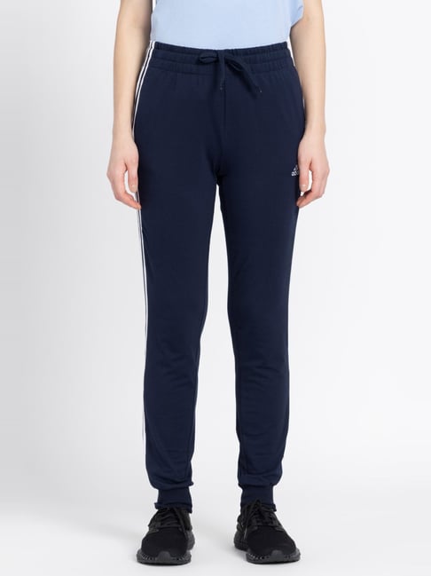 adidas Navy Cotton Striped Sports Track Pants-picture-39