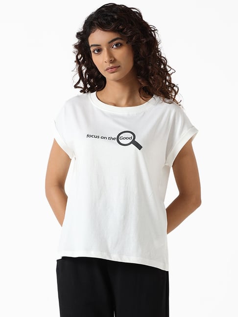 Studiofit by Westside White Printed Power T-Shirt