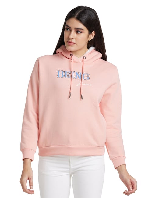 Being Human Pink Melange Printed Hoodie-picture-34