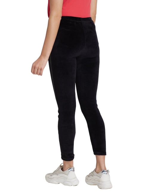 Cool Black Velvet Leggings - High-Waisted Leggings - Lulus