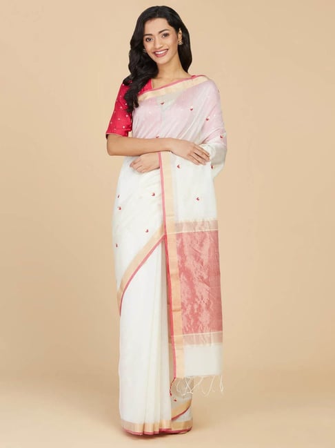 Dola silk zari weaving cream saree - G3-WSA55059 | G3fashion.com