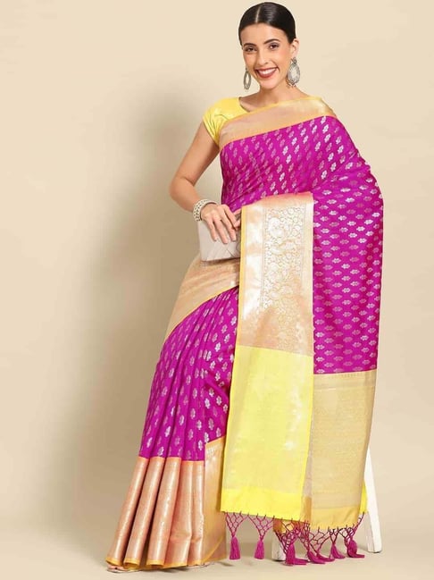 KANCHIPATTU Mustard Yellow & Purple Combination Saree-KP3418 – Gayathri  Reddy Traditional Designer Studio