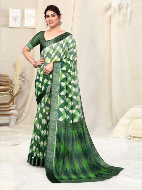 Printed Silk Dark Green Saree|SARV144394