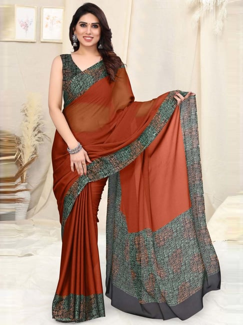 Rust Handloom Silk Woven Trendy Saree