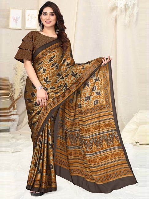 Buy MIRCHI FASHION Beige & Purple Saree With Unstitched Blouse for Women  Online @ Tata CLiQ