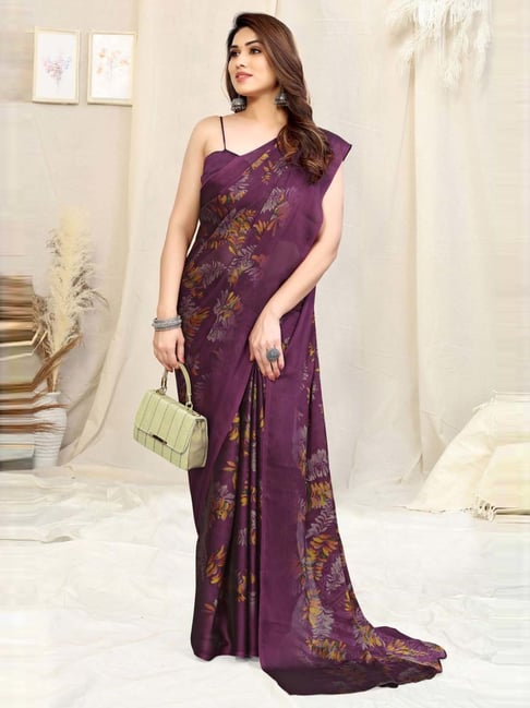 Elegantly Purple-Black Designer Saree – TrendOye