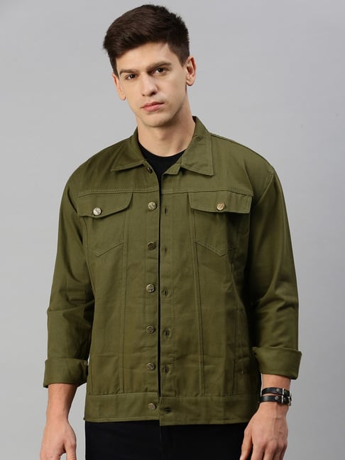 Buy MANGO MAN Men Olive Brown Solid Denim Jacket - Jackets for Men 2267756  | Myntra